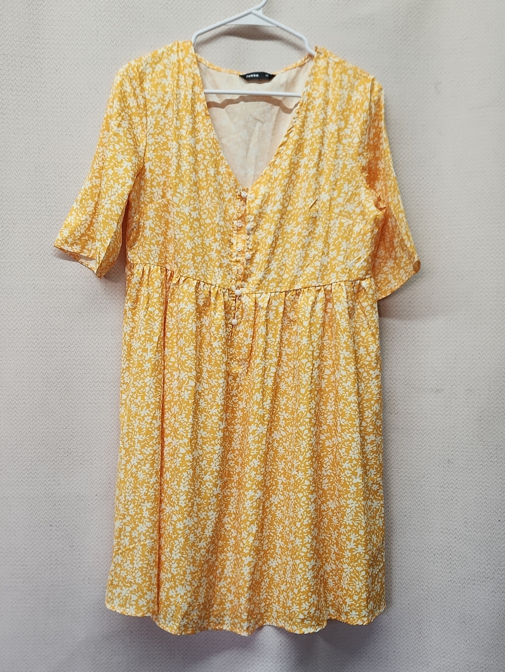Vero Moda Yellow Floral V-Neck Midi Dress